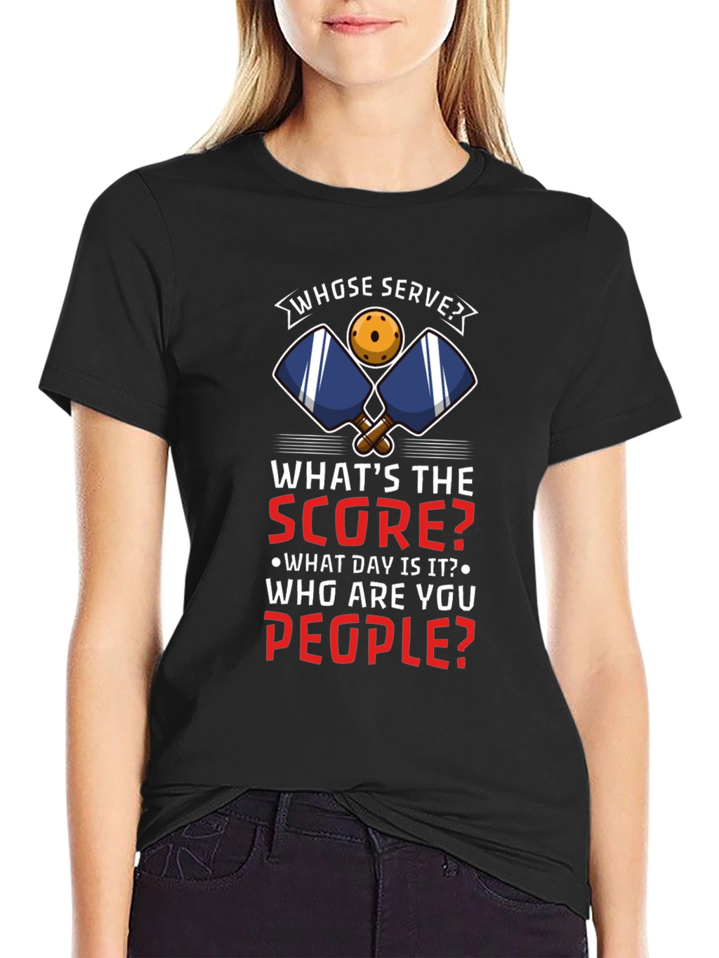 Pickleball T-Shirt: Whose Serve? Funny Player Tee
