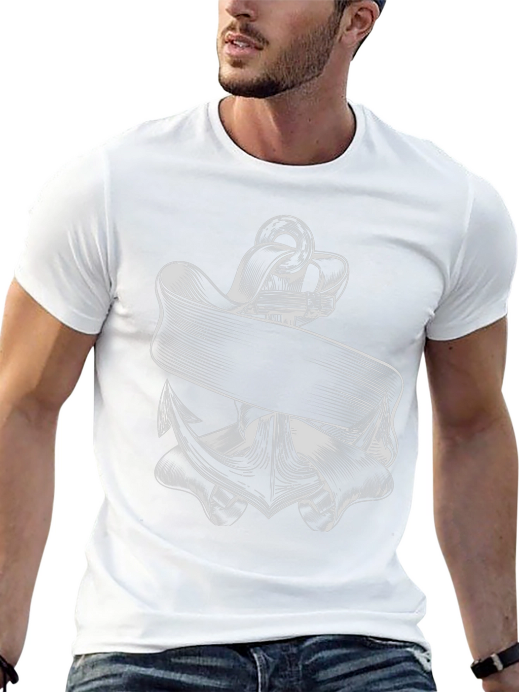 Nautical Anchor Graphic Tee - Classic Black T-Shirt