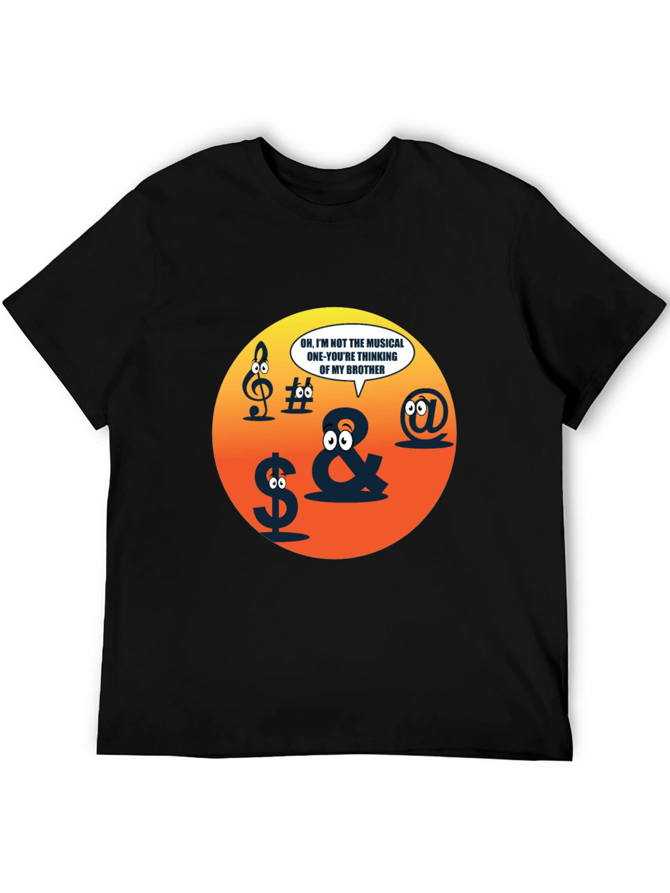 Funny Musical Pun Black T-Shirt - Graphic Symbols