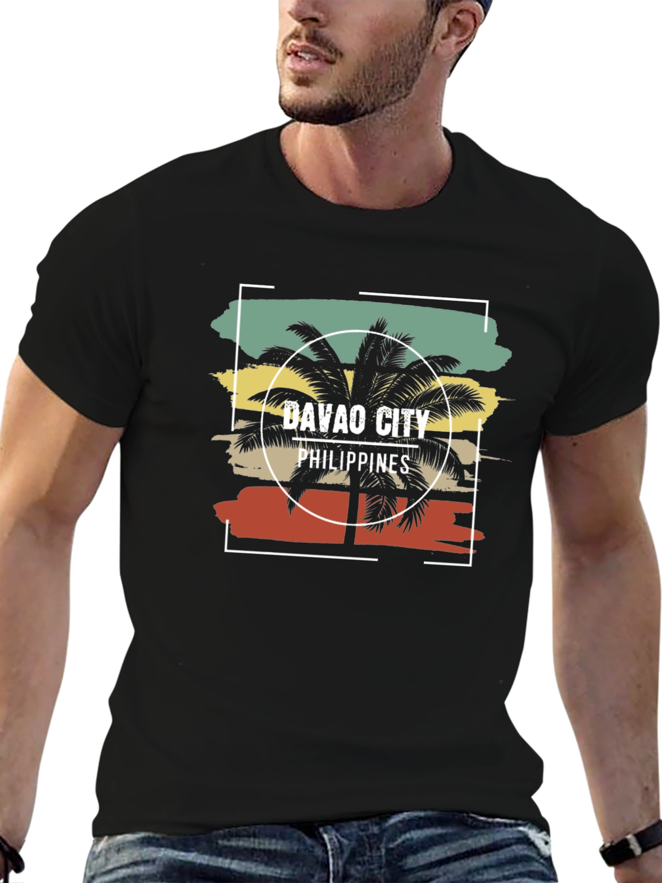 Davao City Philippines Retro Palm Tree T-Shirt