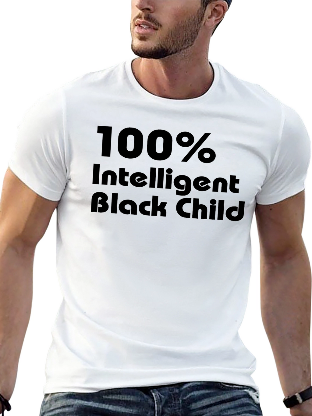 100% Intelligent Black Child Black T-Shirt