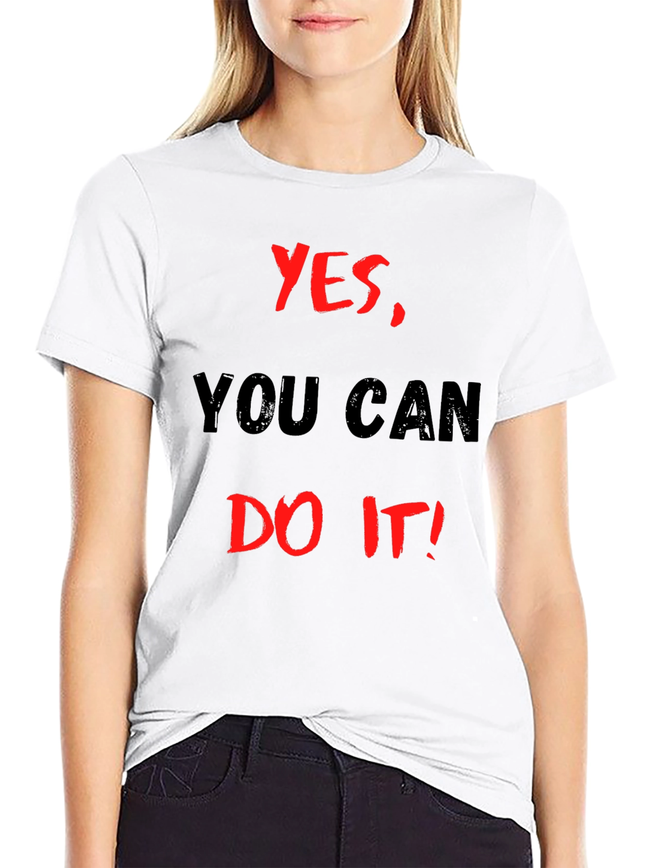 Motivational Black T-Shirt: Yes You Can Do It!