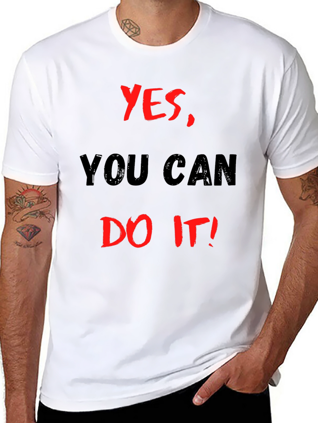 Motivational Black T-Shirt: Yes You Can Do It!