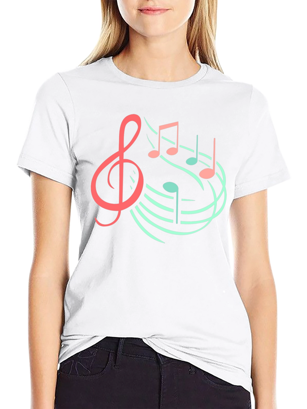 Musical Note Graphic Tee - Black Cotton T-Shirt