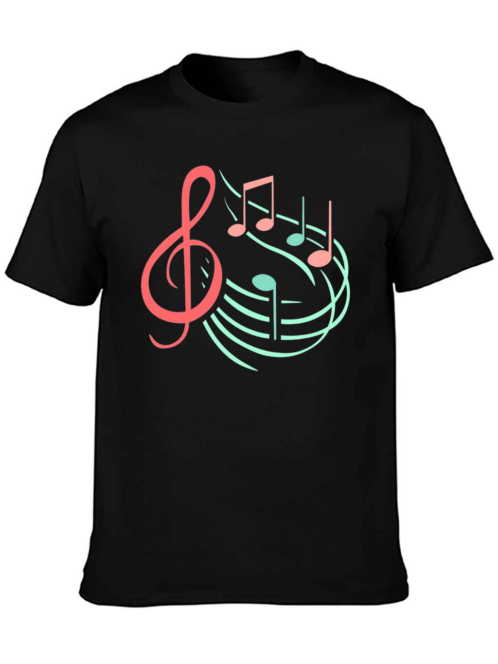 Musical Note Graphic Tee - Black Cotton T-Shirt