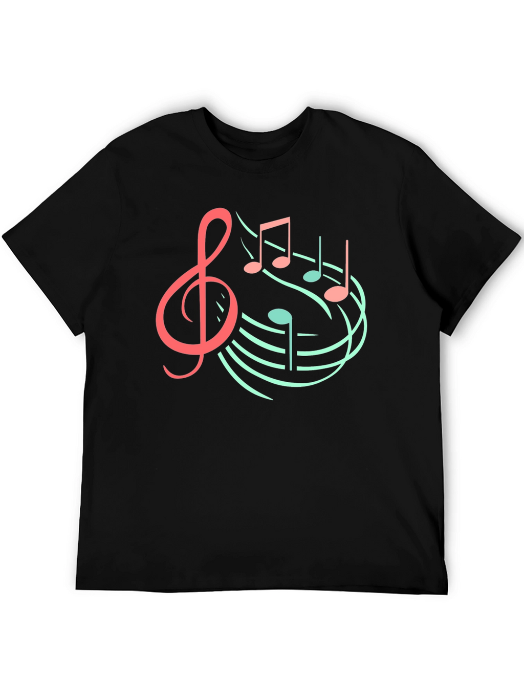 Musical Note Graphic Tee - Black Cotton T-Shirt