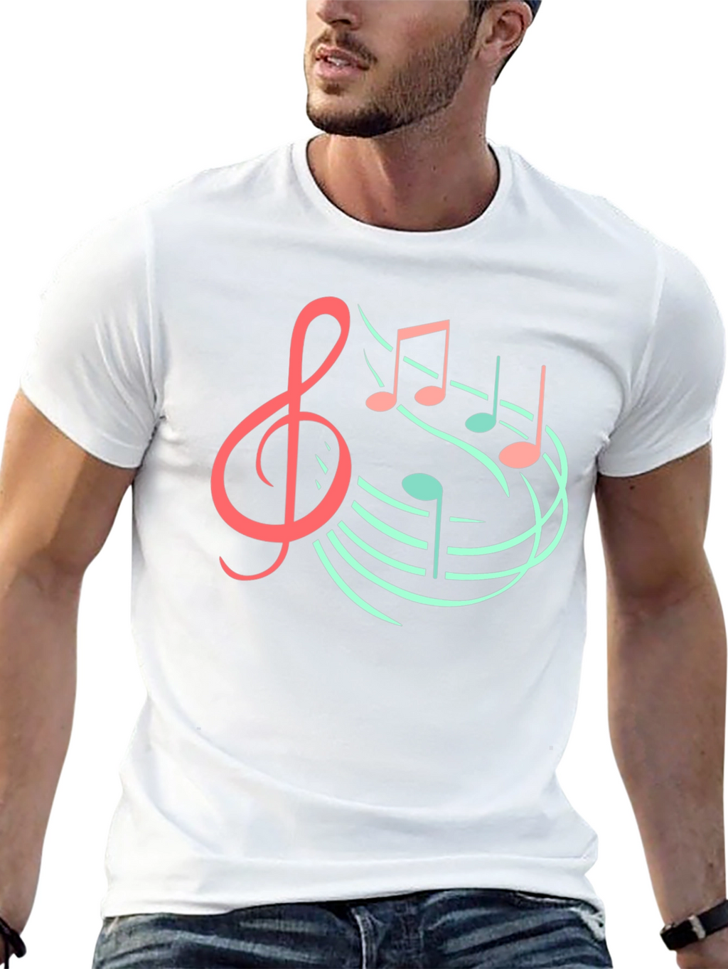 Musical Note Graphic Tee - Black Cotton T-Shirt