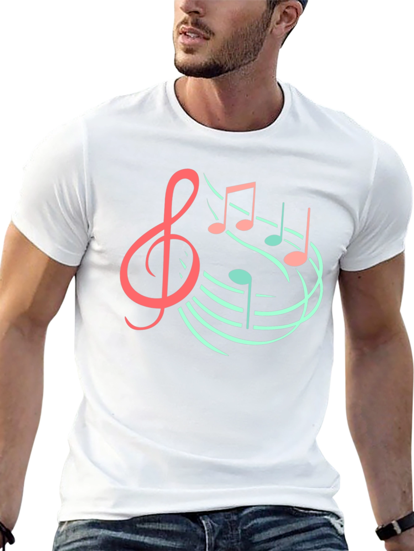 Musical Note Graphic Tee - Black Cotton T-Shirt