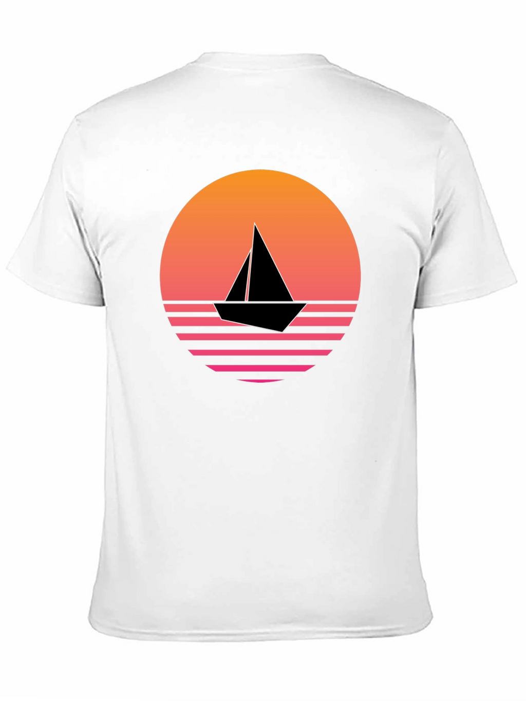 Retro Sunset Sailboat Graphic Tee - Black