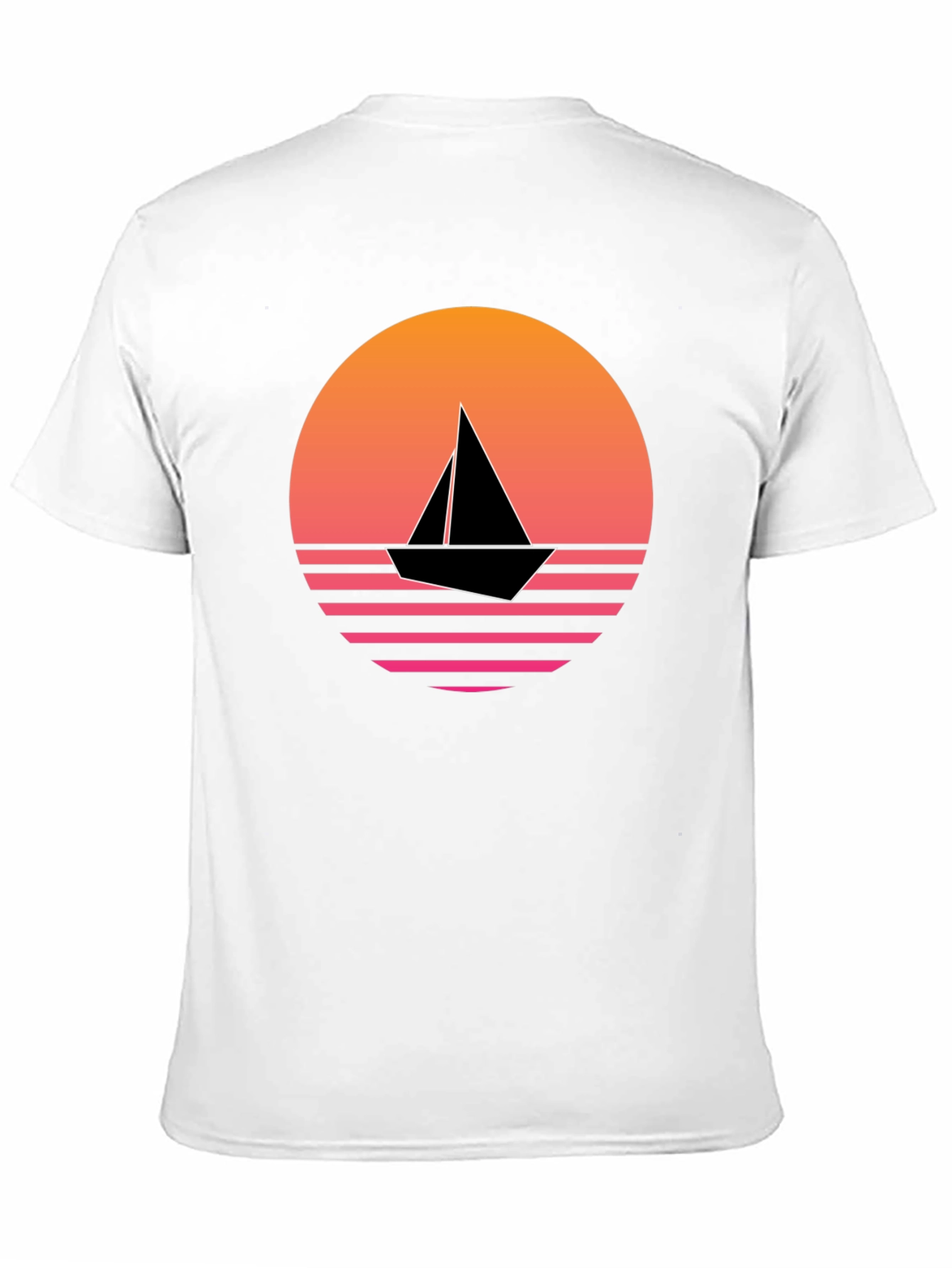 Retro Sunset Sailboat Graphic Tee - Black