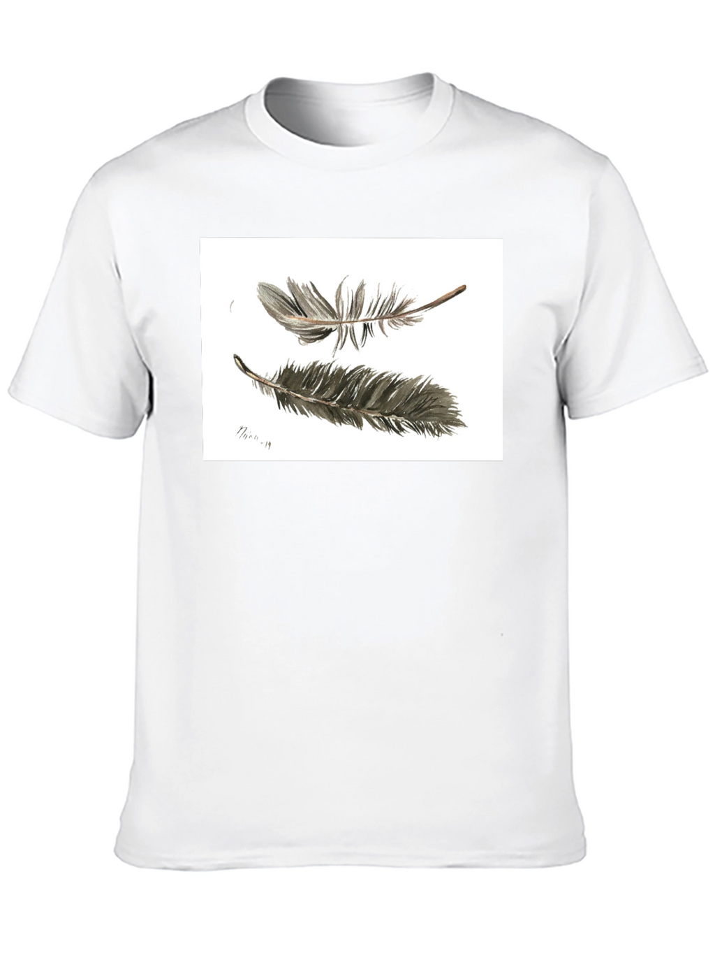Feather Sketch Tee - Black Graphic T-Shirt
