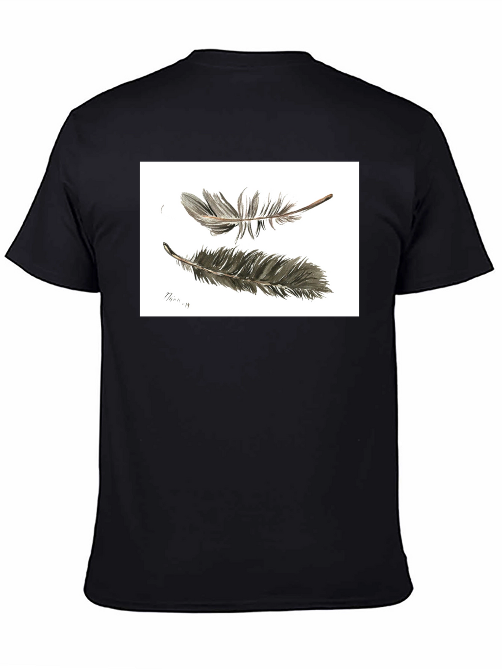 Feather Sketch Tee - Black Graphic T-Shirt