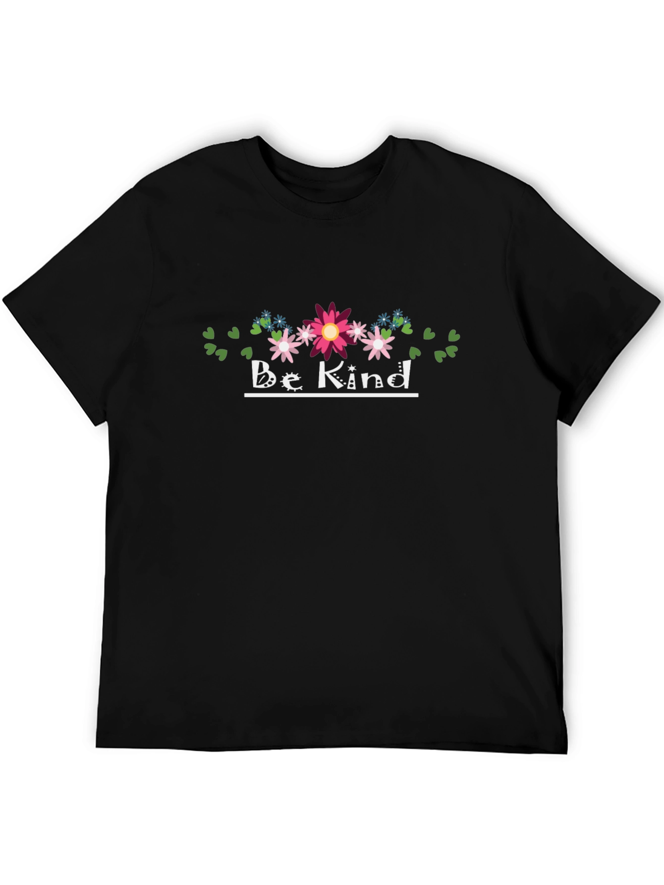 Be Kind Floral T-Shirt - Black Casual Tee