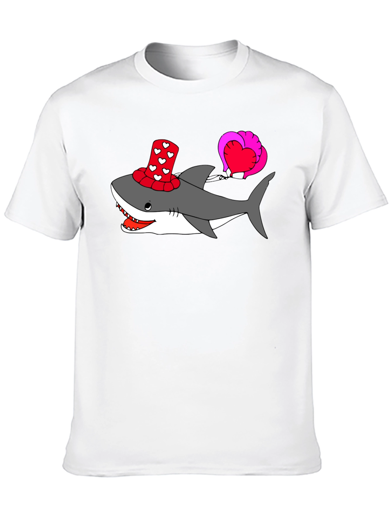 Heart Shark Valentines Day Graphic Tee