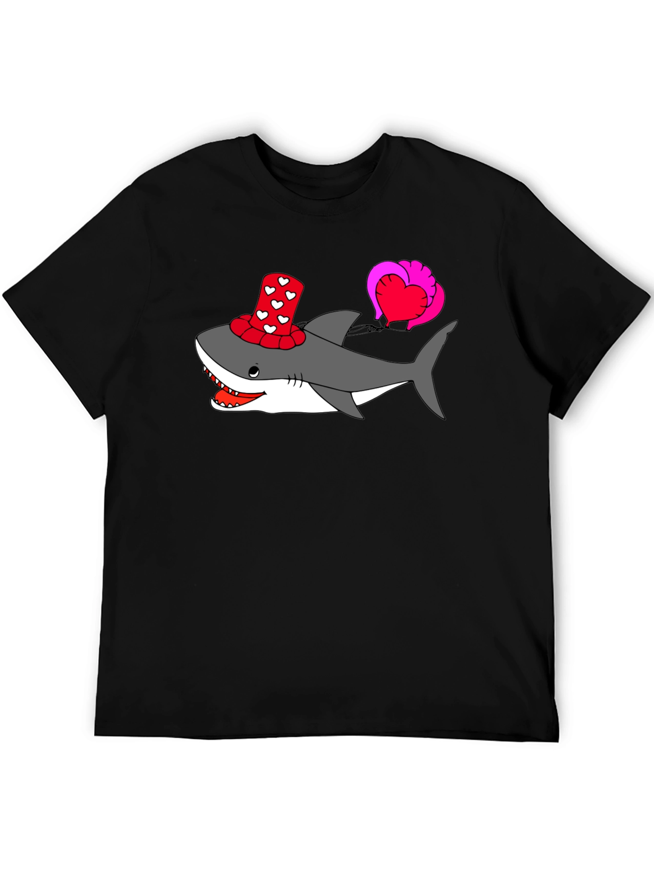 Heart Shark Valentines Day Graphic Tee