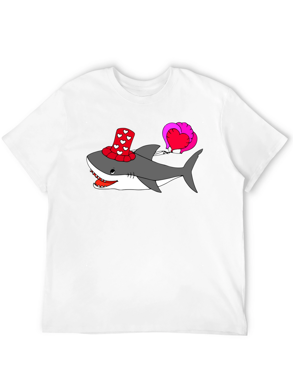 Heart Shark Valentines Day Graphic Tee