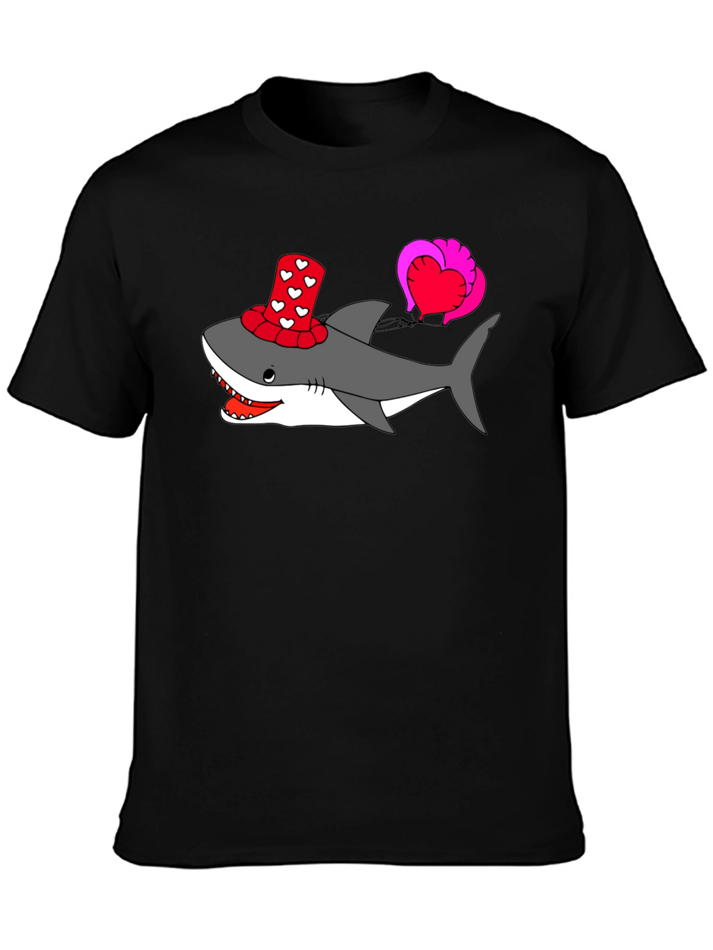Heart Shark Valentines Day Graphic Tee