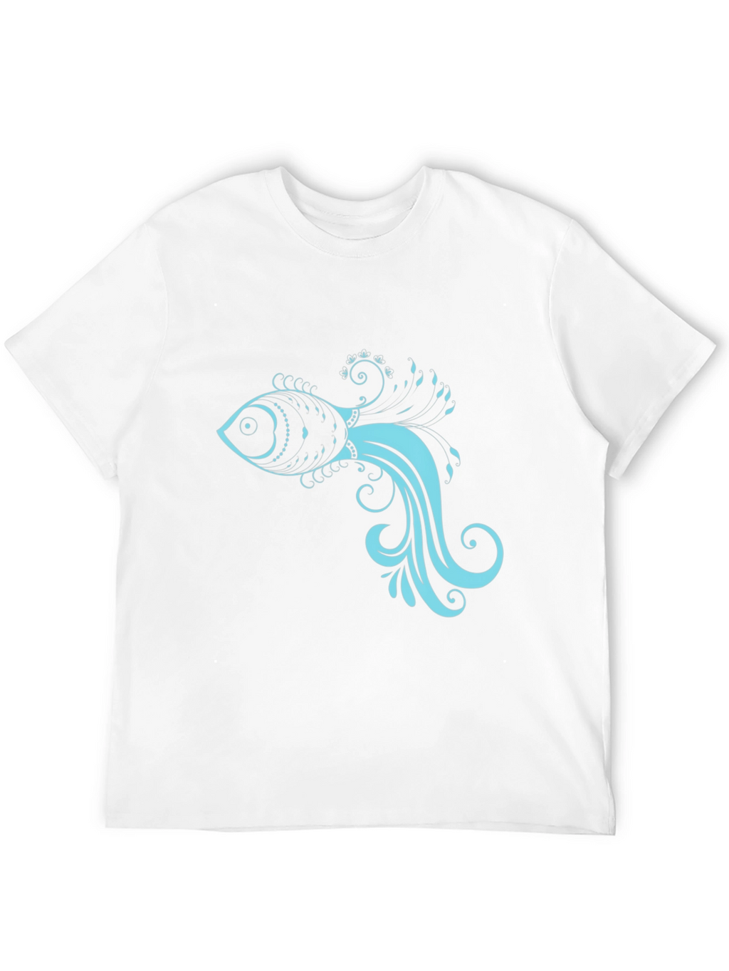 Black T-Shirt with Stylish Teal Fish Design