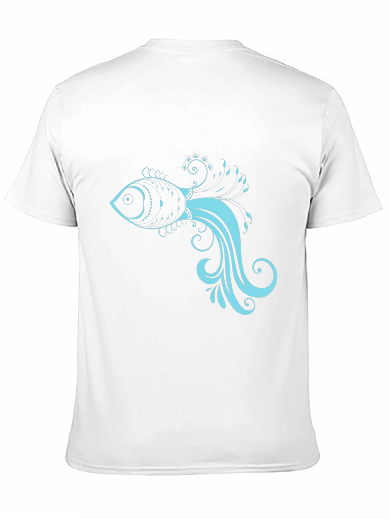 Black T-Shirt with Stylish Teal Fish Design
