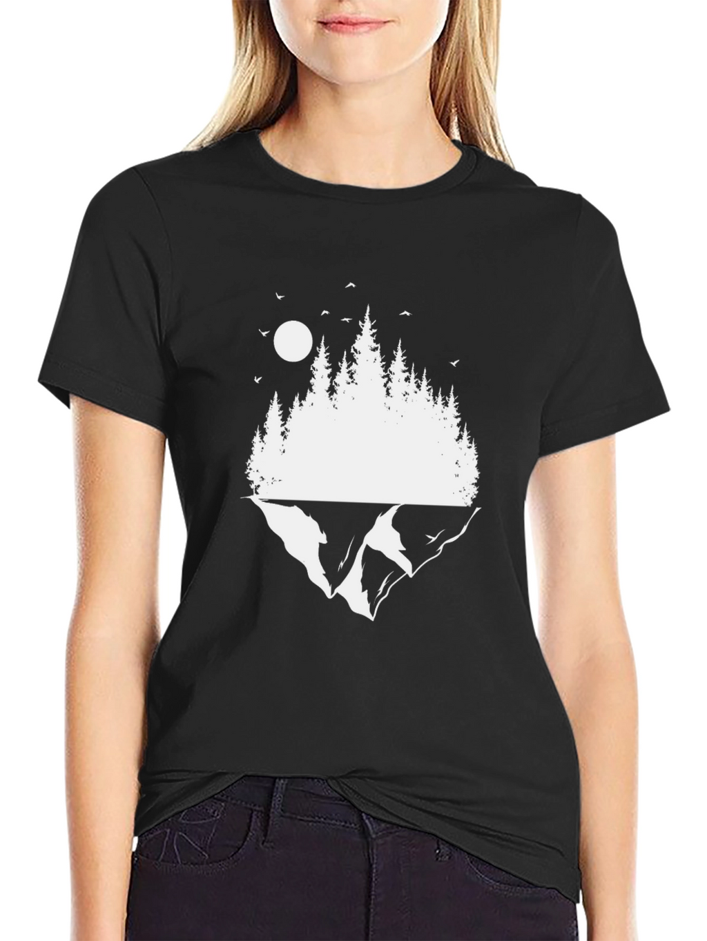 Nature Scene Graphic Black T-Shirt