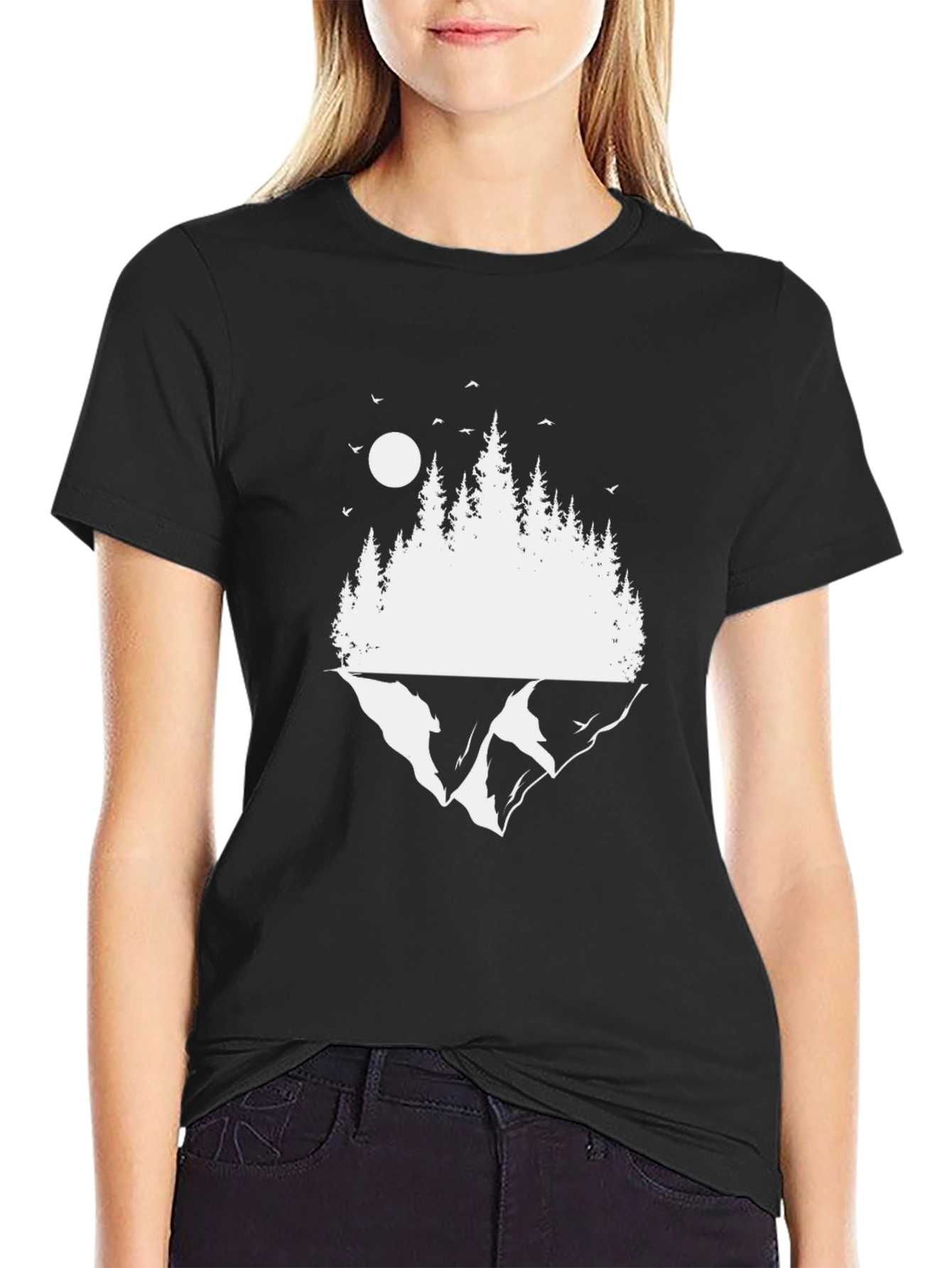 Nature Scene Graphic Black T-Shirt