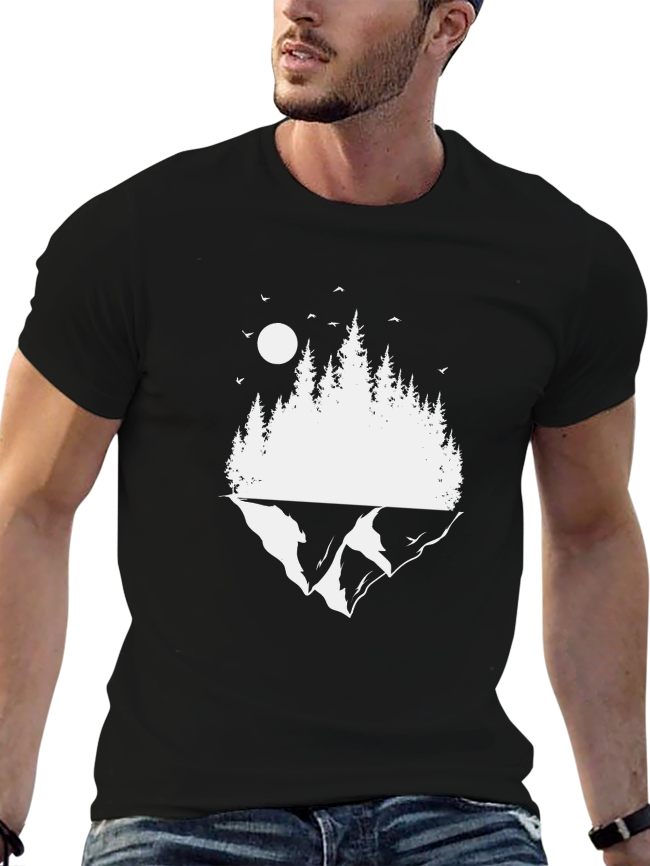 Nature Scene Graphic Black T-Shirt
