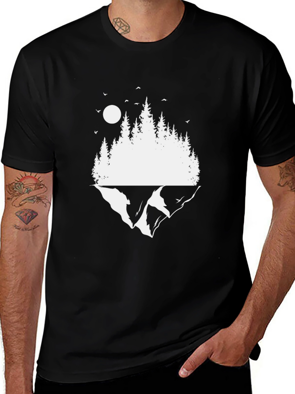 Nature Scene Graphic Black T-Shirt