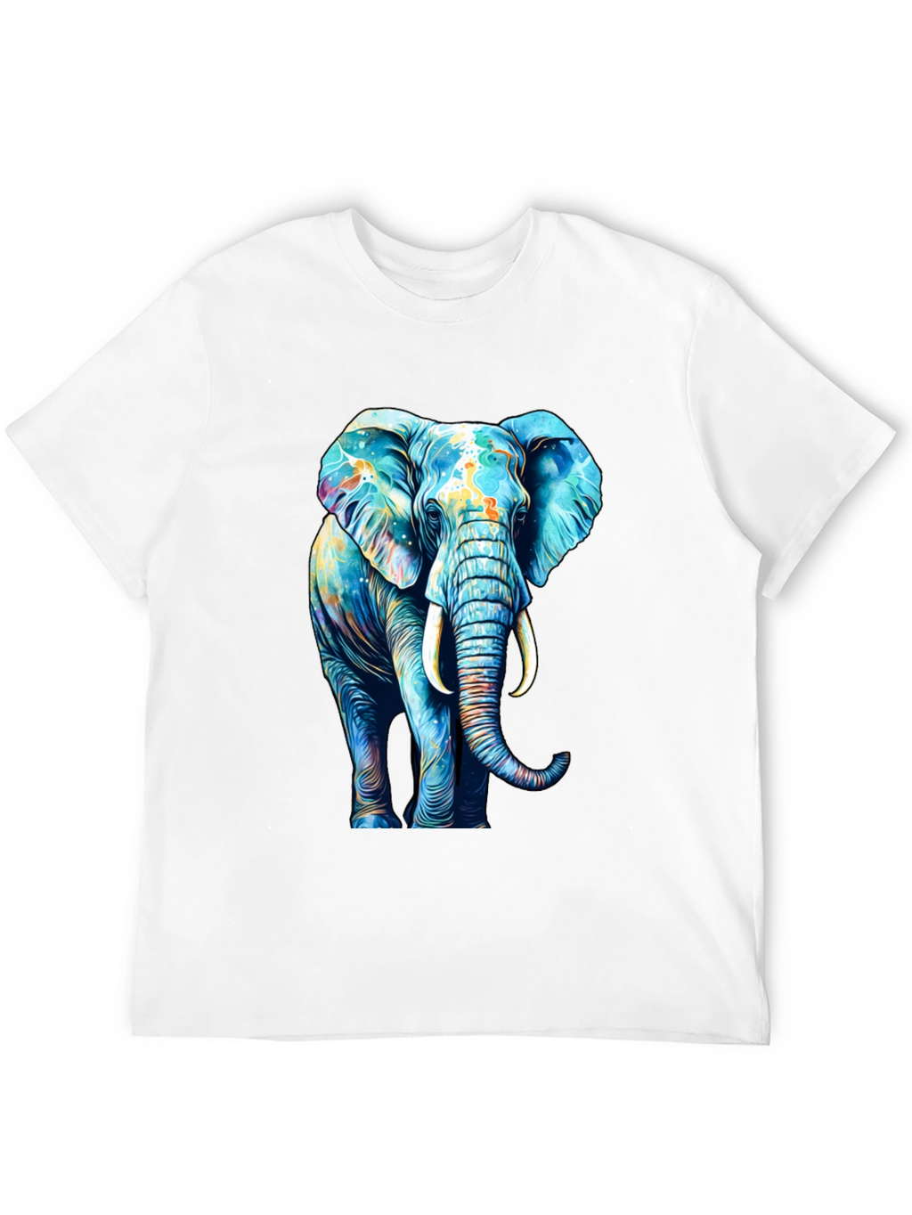 Vibrant Elephant Graphic Print Black T-Shirt