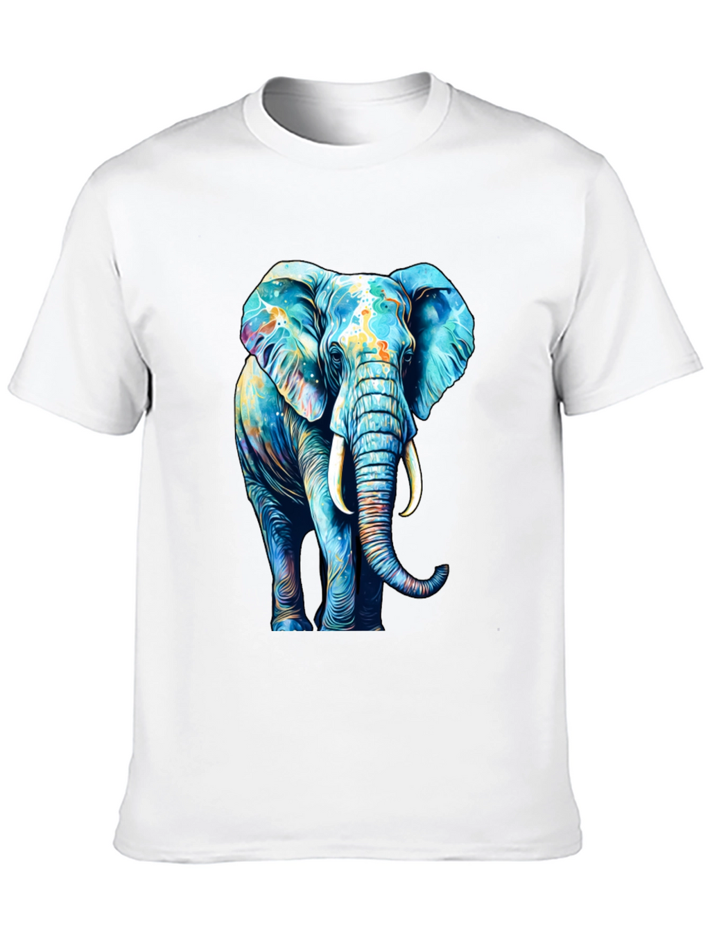 Vibrant Elephant Graphic Print Black T-Shirt