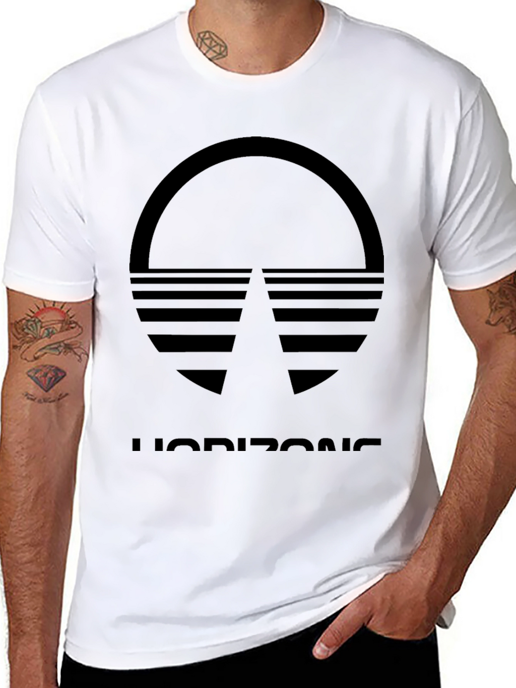 Black Horizon Graphic Tee - Retro Style