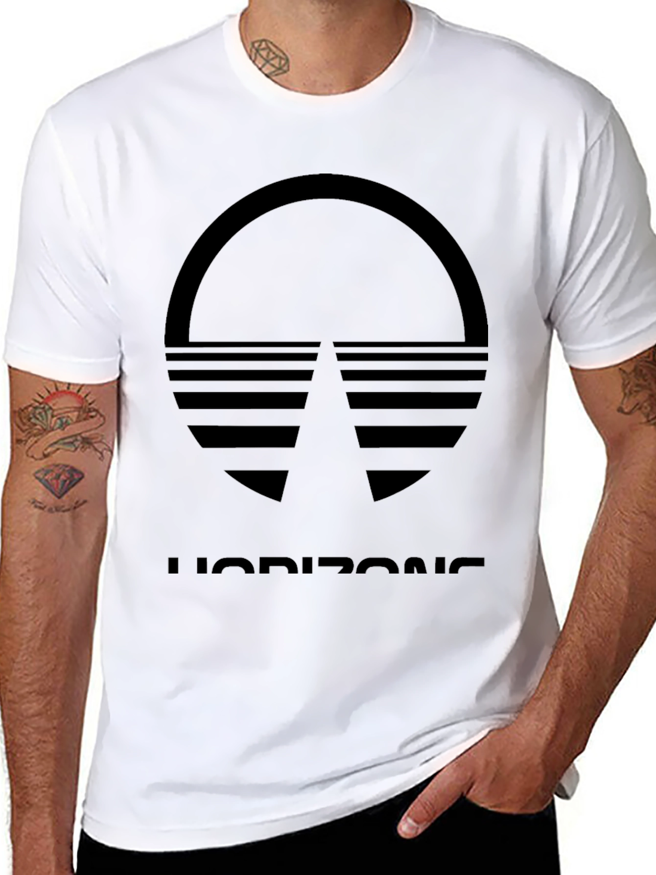 Black Horizon Graphic Tee - Retro Style