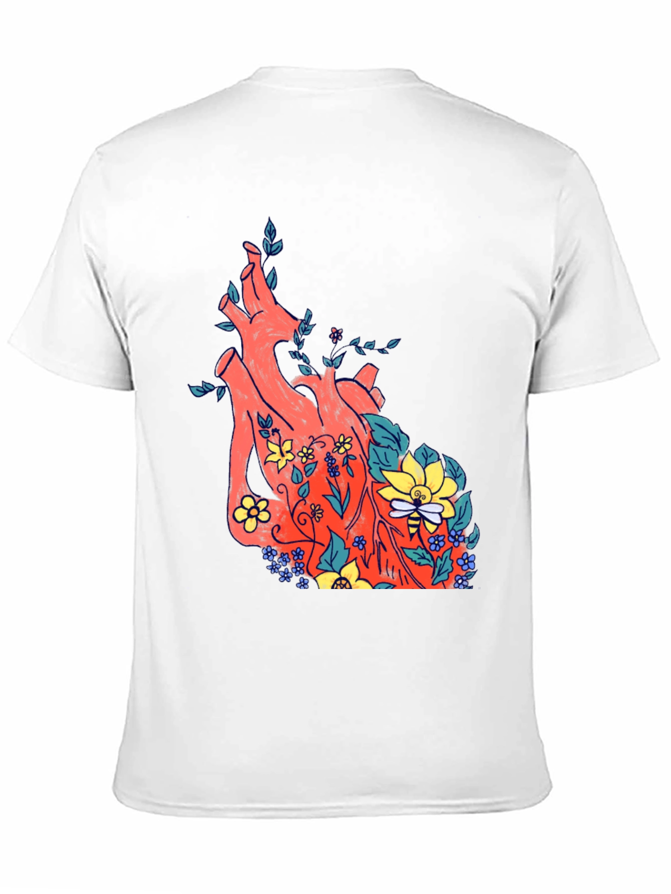 Floral Heart Print Black T-Shirt