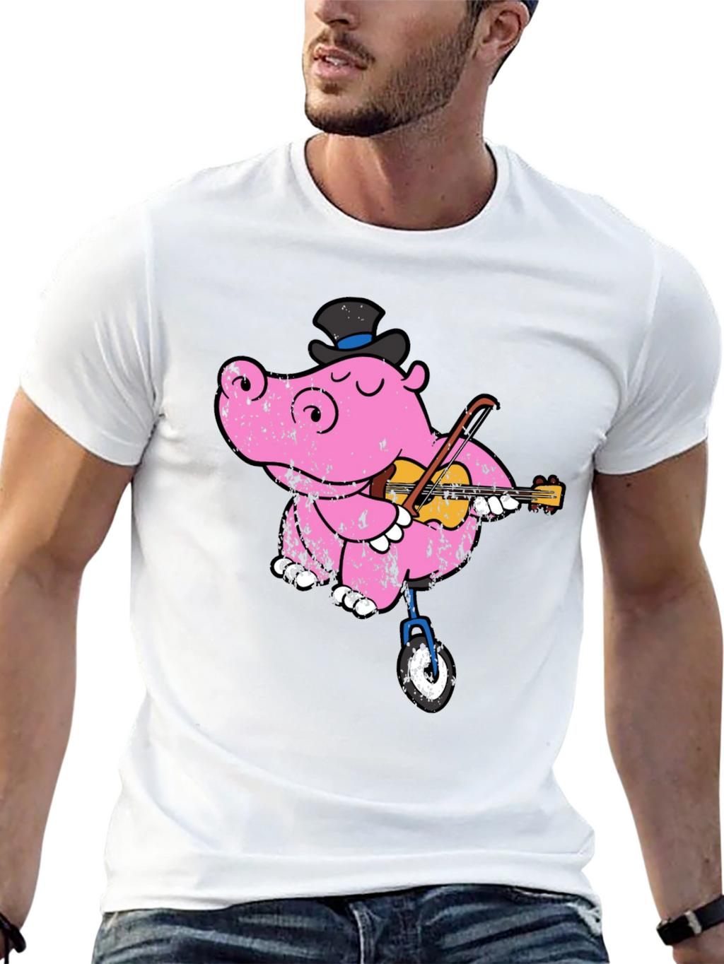 Unicycling Hippo T-Shirt - Whimsical Design