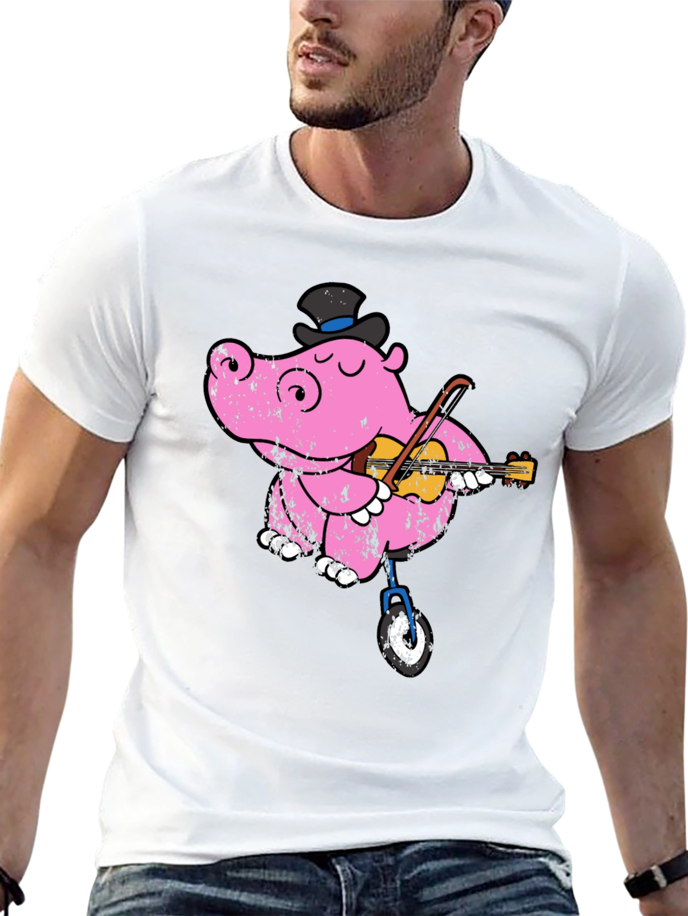 Unicycling Hippo T-Shirt - Whimsical Design