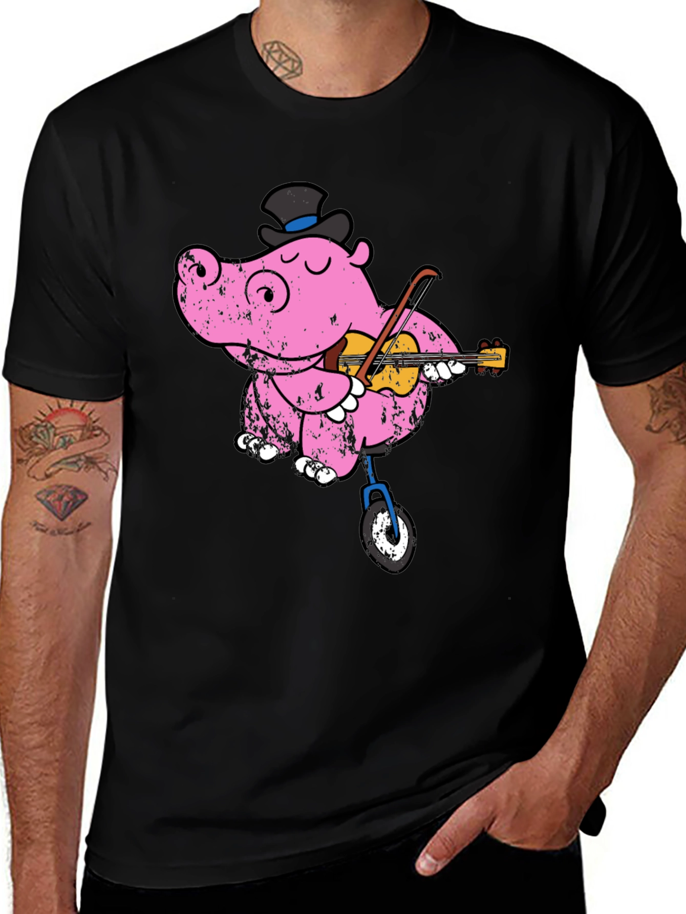 Unicycling Hippo T-Shirt - Whimsical Design