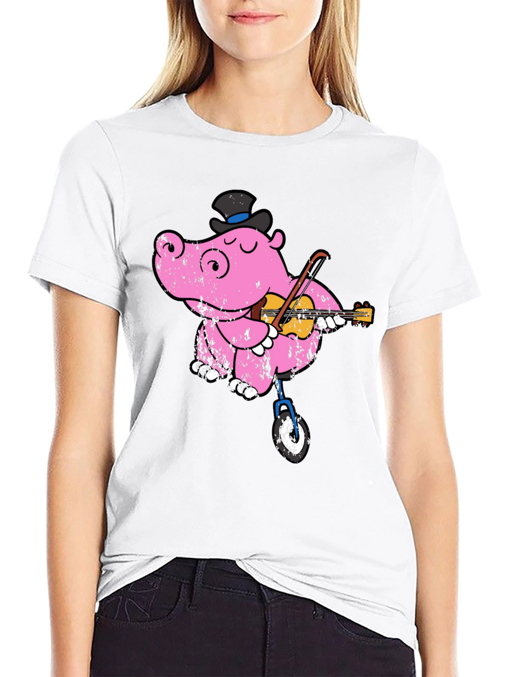 Unicycling Hippo T-Shirt - Whimsical Design