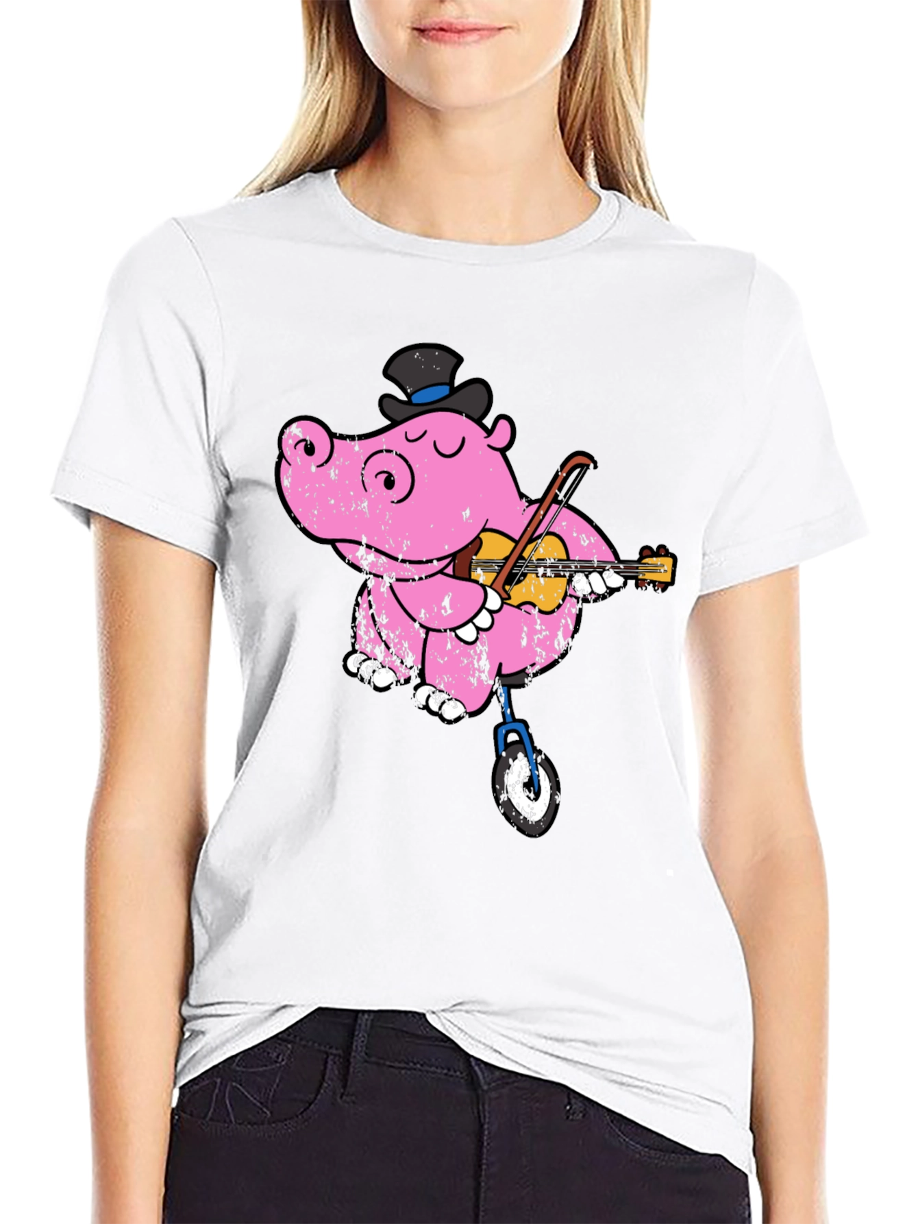 Unicycling Hippo T-Shirt - Whimsical Design