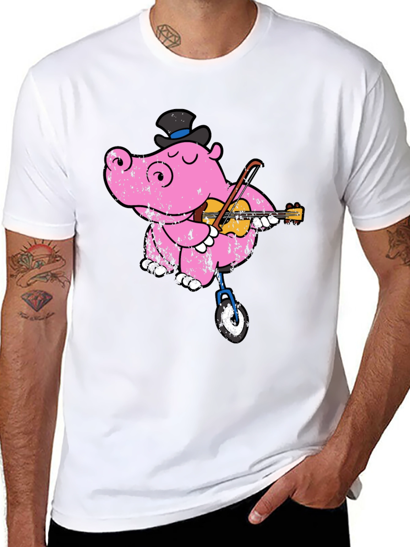 Unicycling Hippo T-Shirt - Whimsical Design