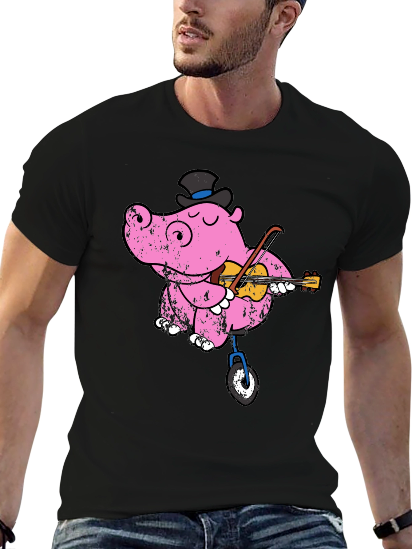 Unicycling Hippo T-Shirt - Whimsical Design