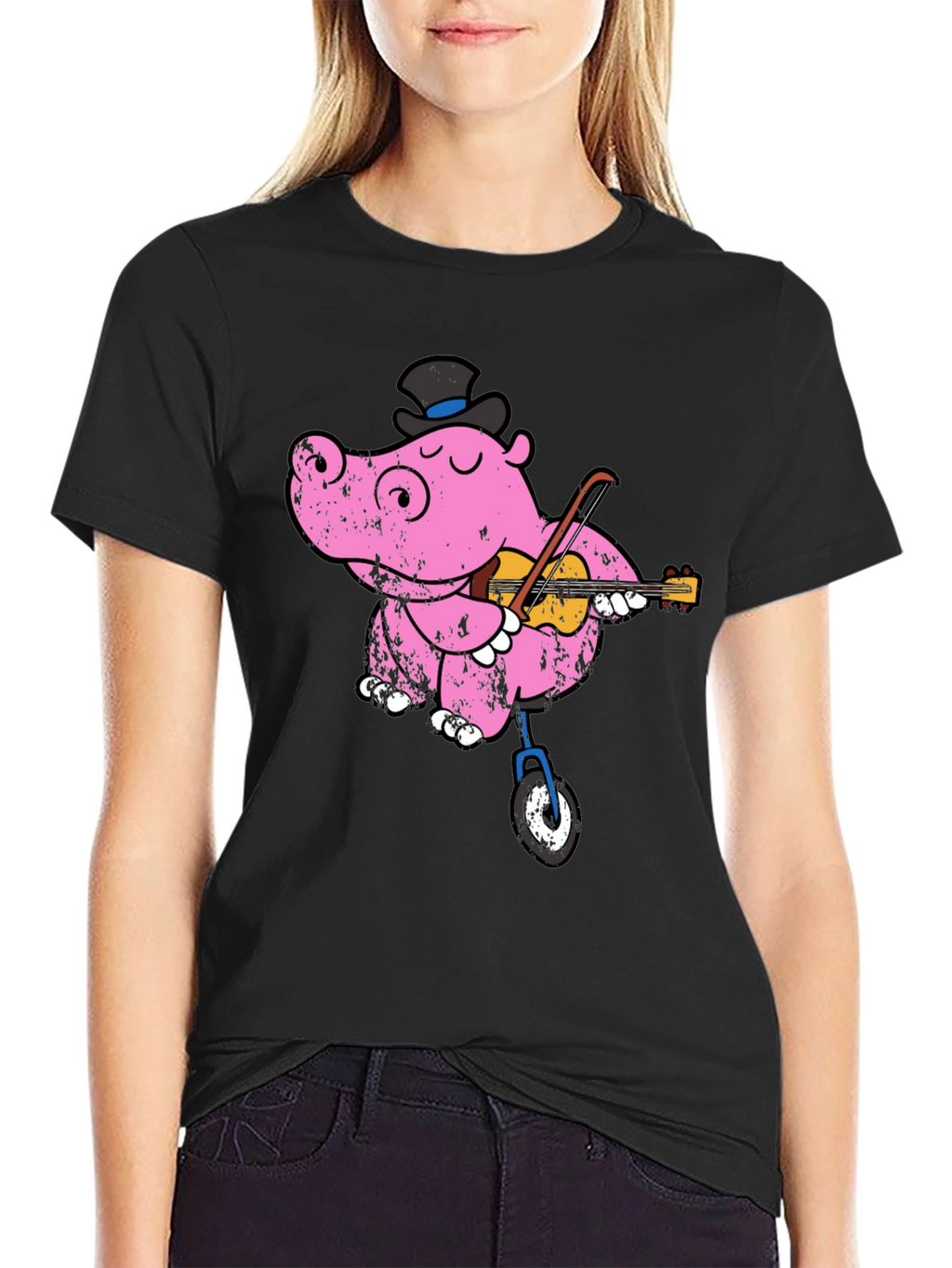 Unicycling Hippo T-Shirt - Whimsical Design