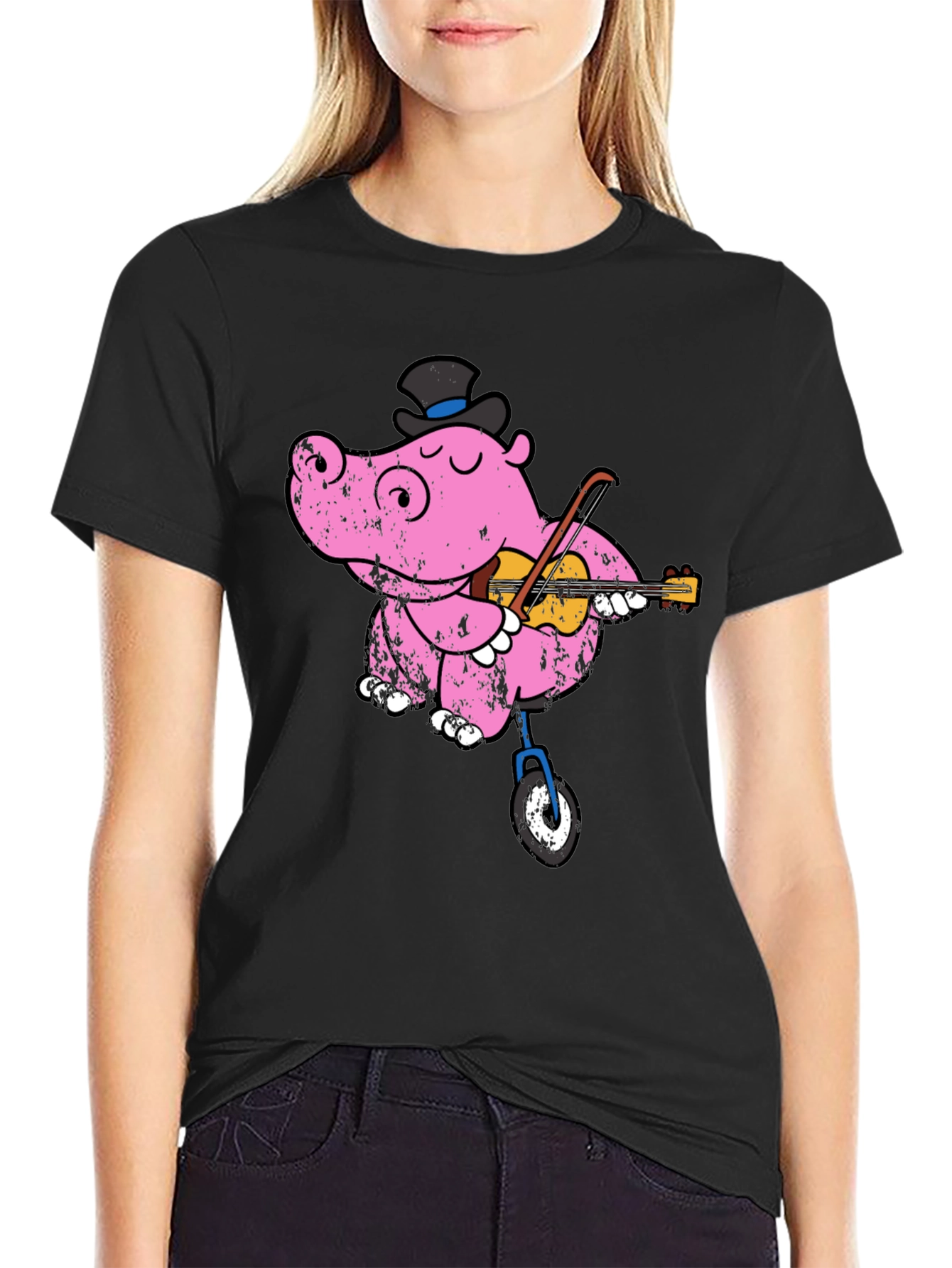 Unicycling Hippo T-Shirt - Whimsical Design