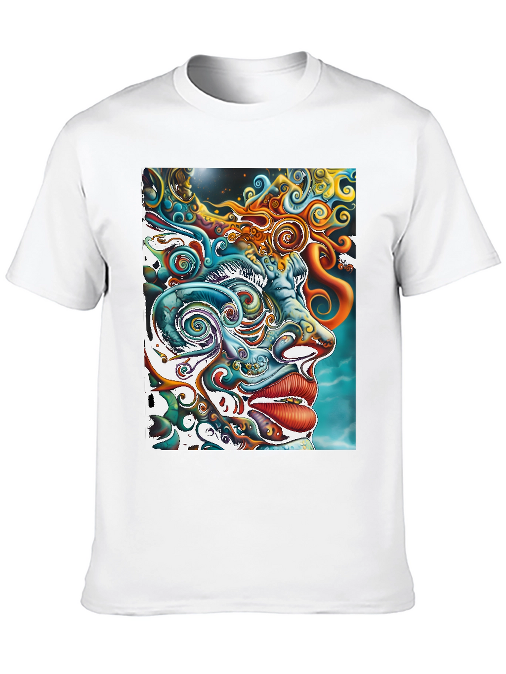 Psychedelic Face Graphic Print Black Tee