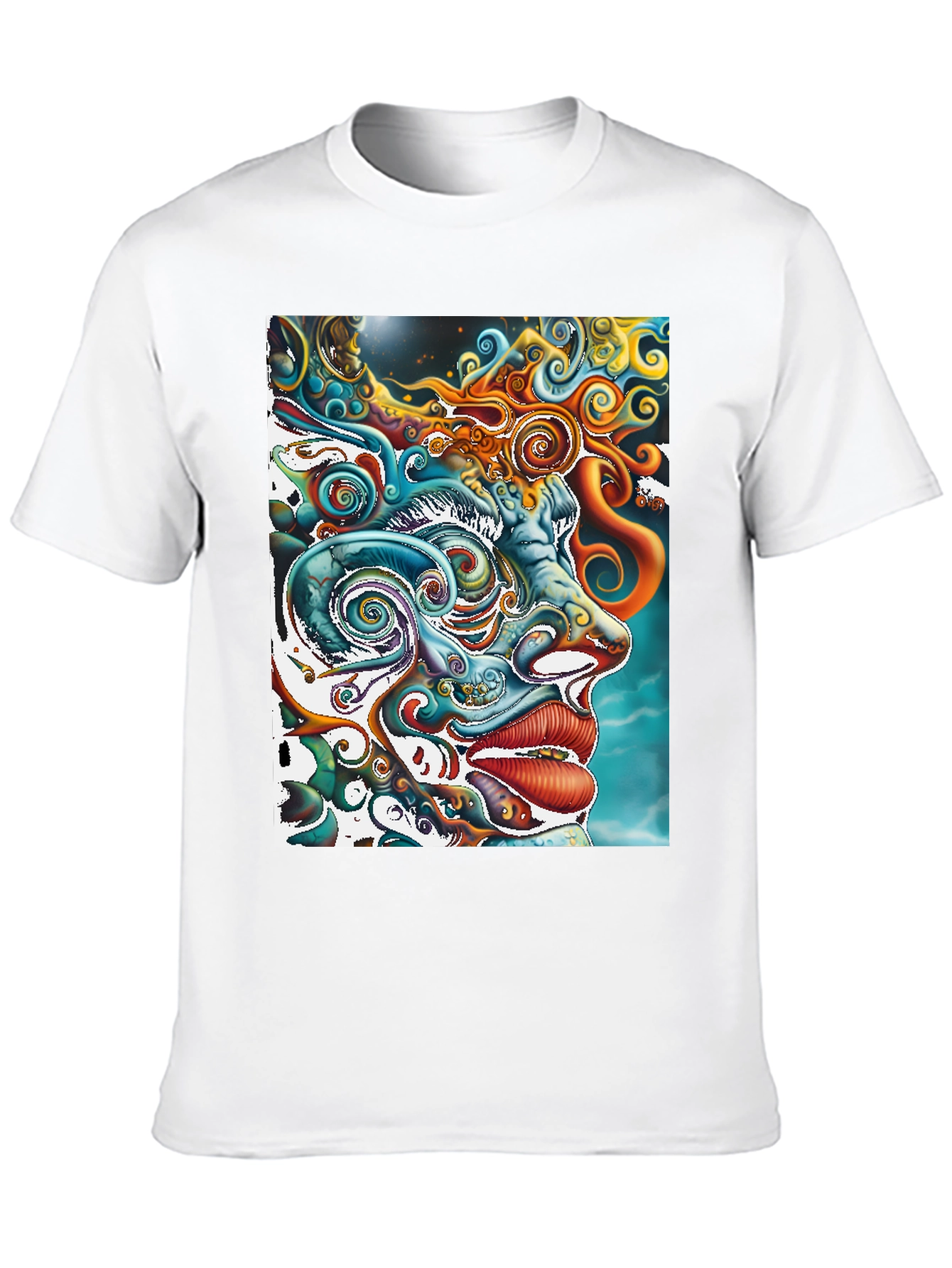 Psychedelic Face Graphic Print Black Tee