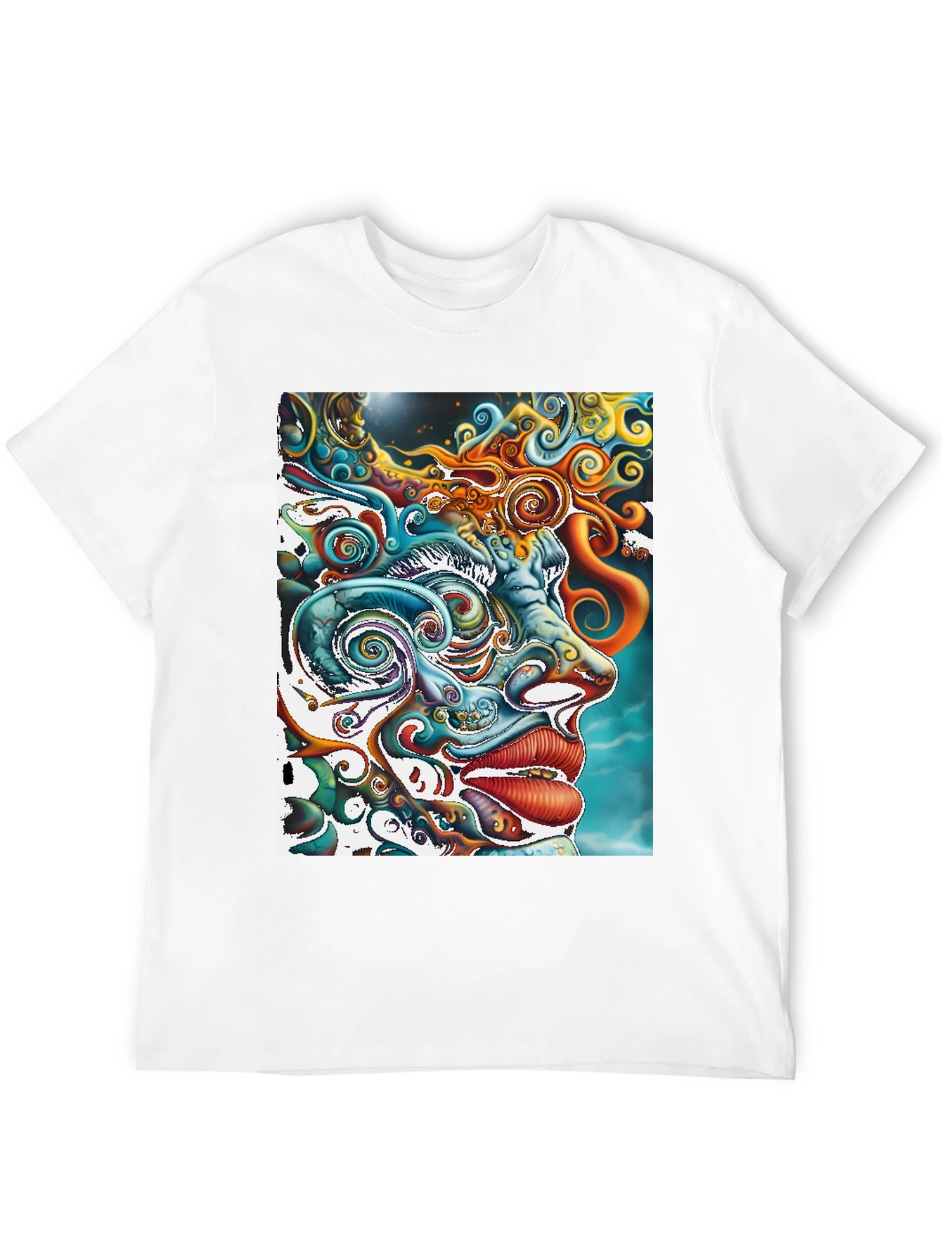 Psychedelic Face Graphic Print Black Tee