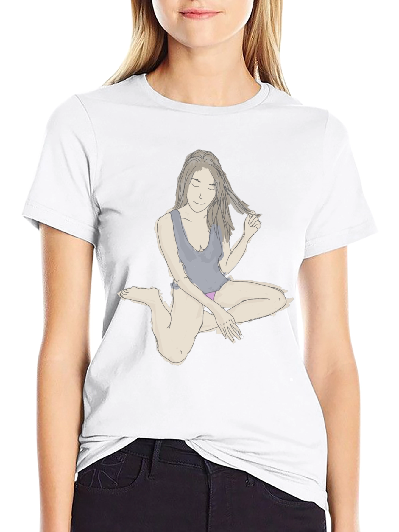 Unique Woman Illustration Black T-Shirt