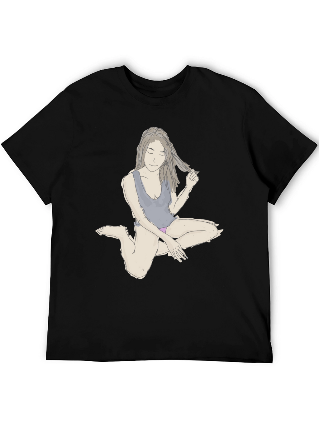 Unique Woman Illustration Black T-Shirt