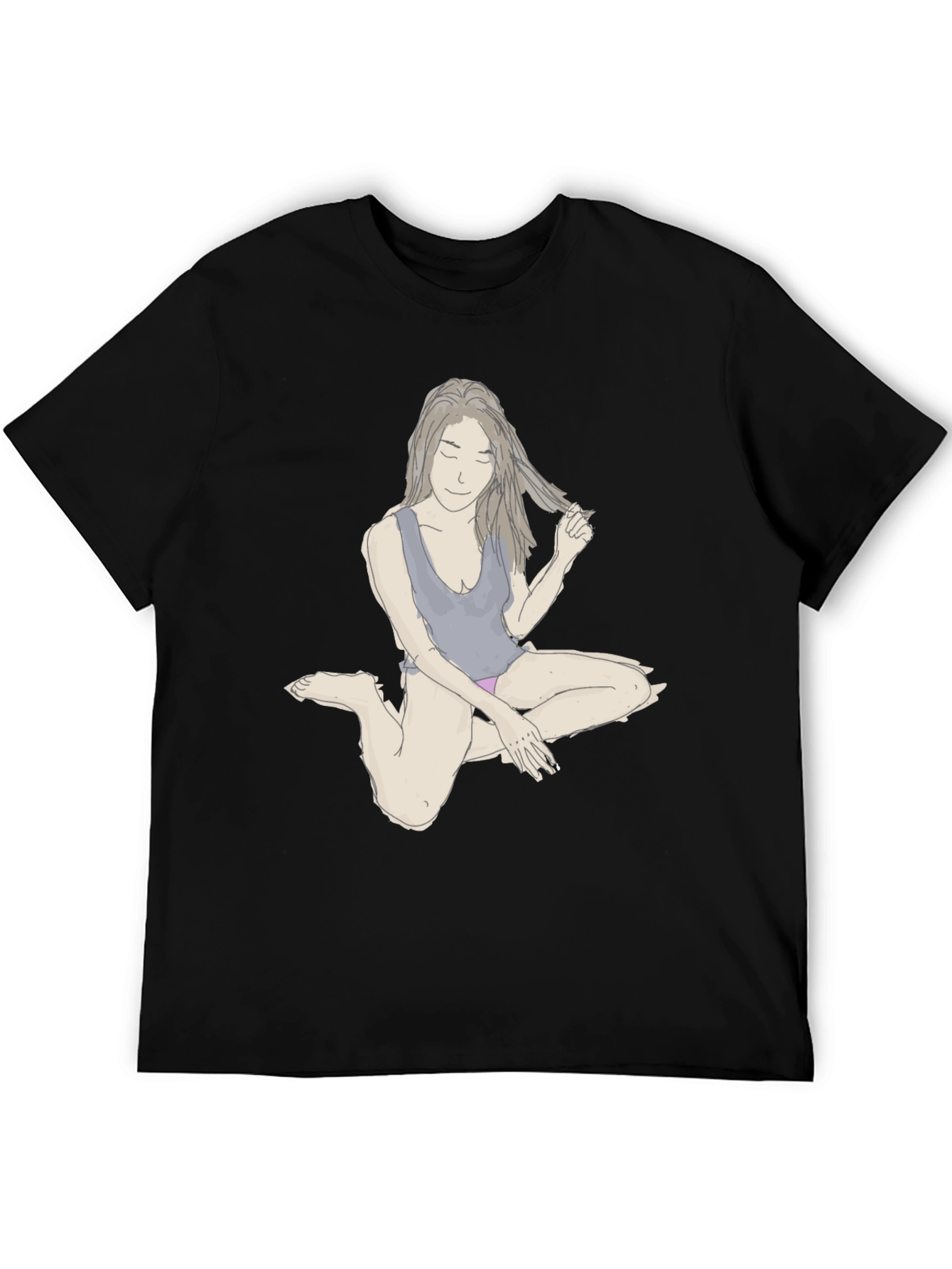 Unique Woman Illustration Black T-Shirt