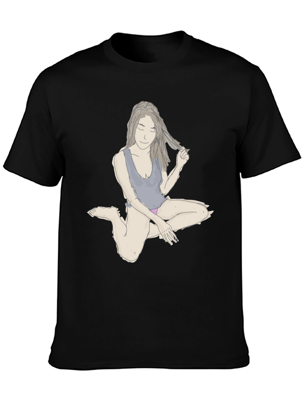 Unique Woman Illustration Black T-Shirt