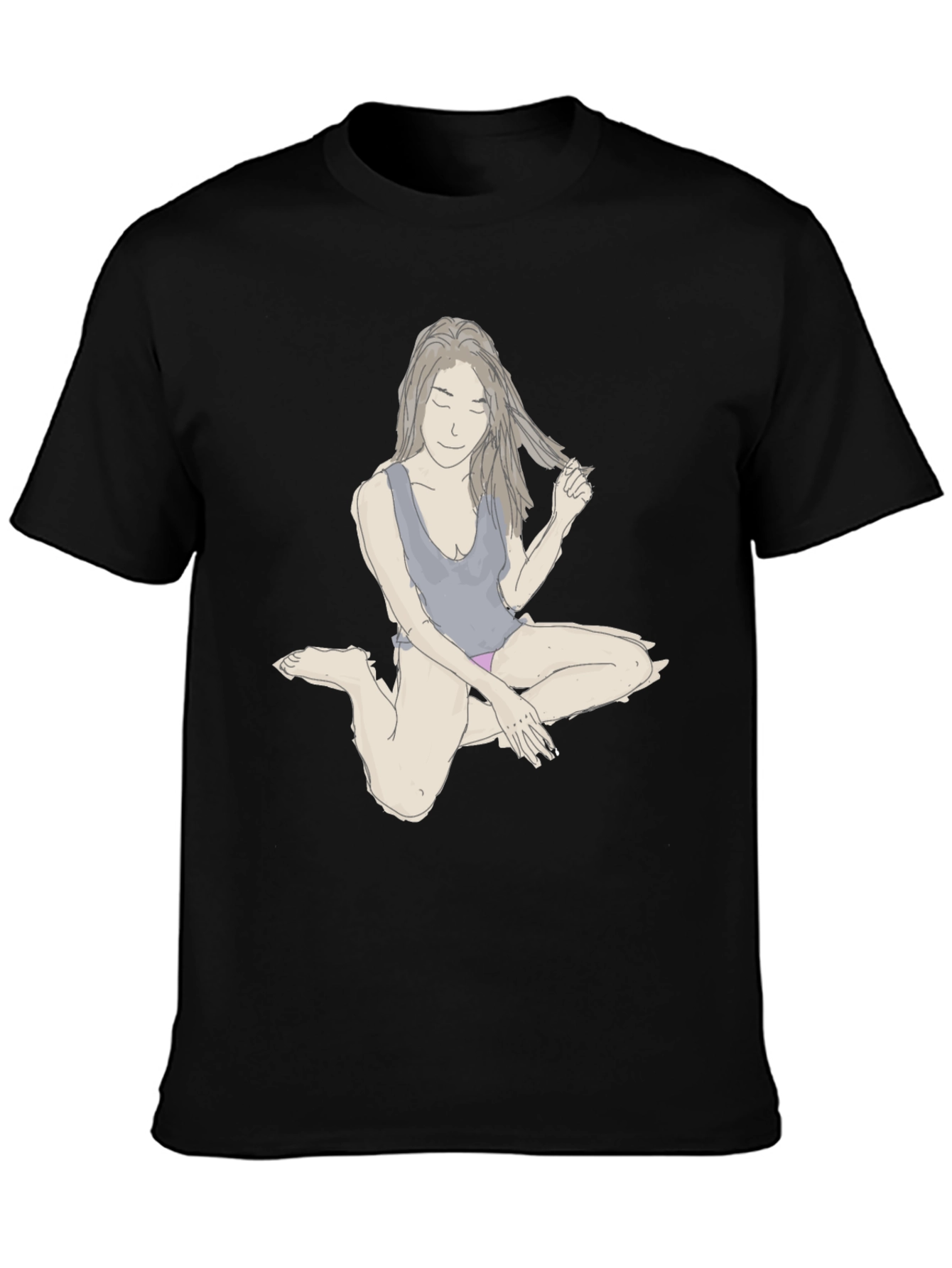 Unique Woman Illustration Black T-Shirt