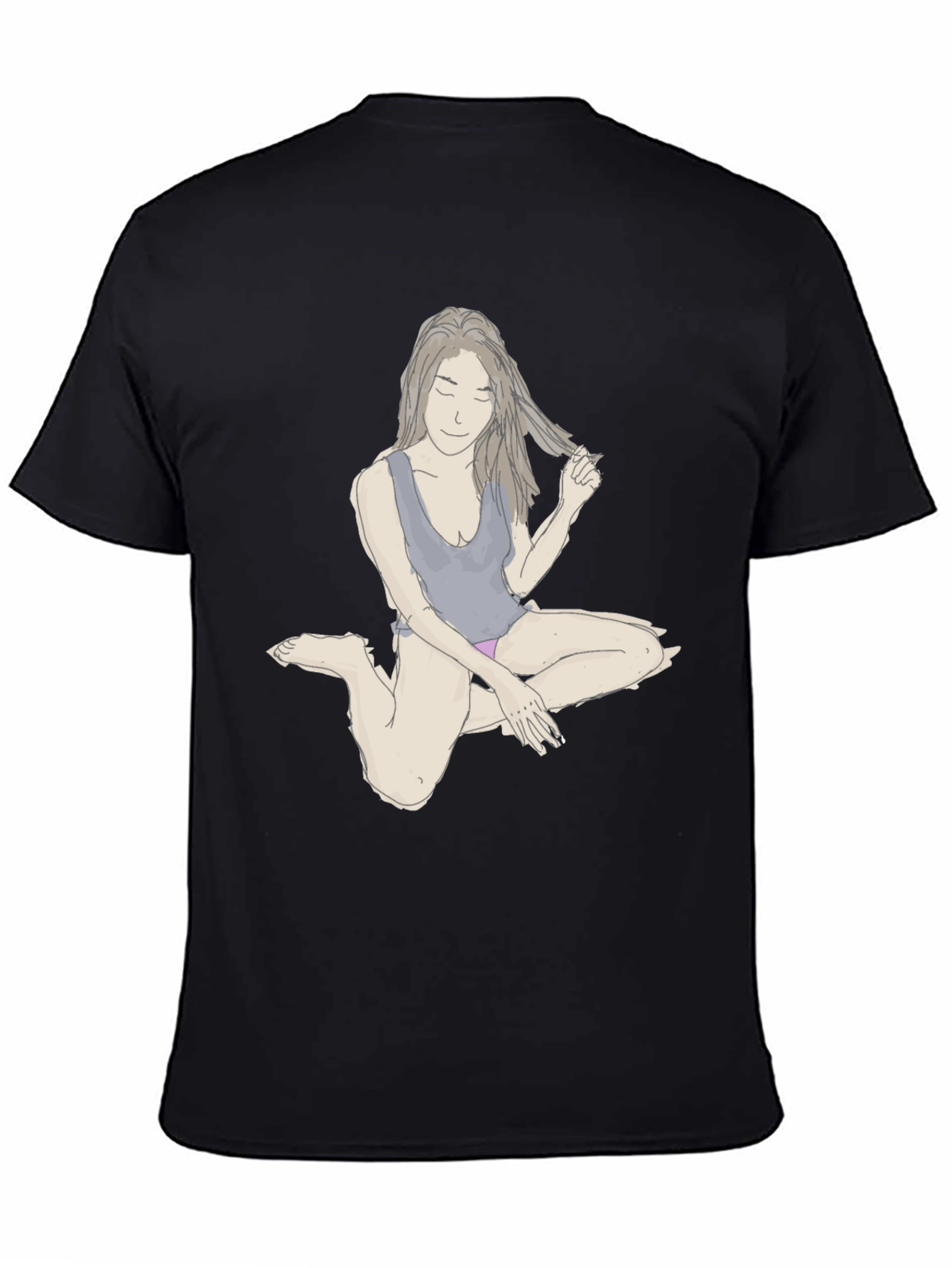 Unique Woman Illustration Black T-Shirt
